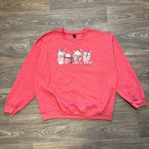 coffee graphic heart tumbler gildan cotton blend crewneck sweatshirt